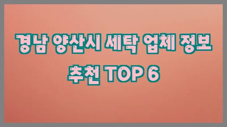 경남 양산시 세탁 업체 정보 추천 TOP 6
