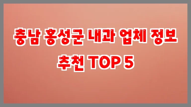 충남 홍성군 내과 업체 정보 추천 TOP 5