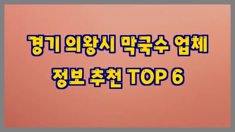 경기 의왕시 막국수 업체 정보 추천 TOP 6