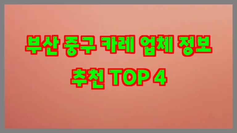 부산 중구 카레 업체 정보 추천 TOP 4