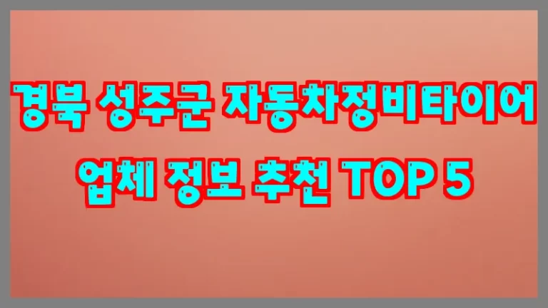 경북 성주군 자동차정비타이어 업체 정보 추천 TOP 5