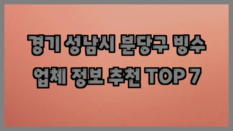 경기 성남시 분당구 빙수 업체 정보 추천 TOP 7