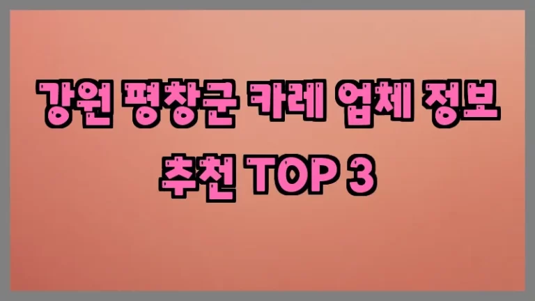 강원 평창군 카레 업체 정보 추천 TOP 3