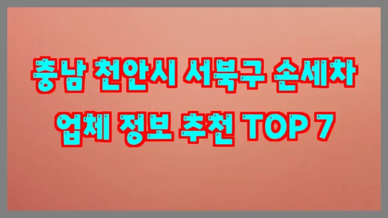 충남 천안시 서북구 손세차 업체 정보 추천 TOP 7