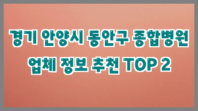 경기 안양시 동안구 종합병원
