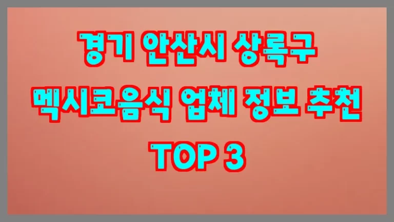 경기 안산시 상록구 멕시코음식 업체 정보 추천 TOP 3