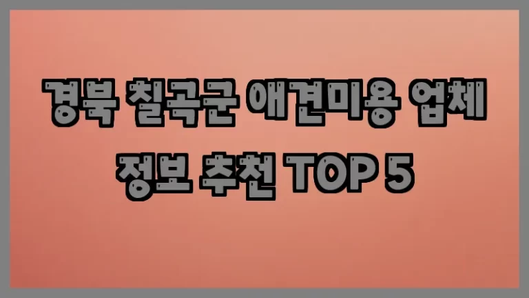 경북 칠곡군 애견미용 업체 정보 추천 TOP 5