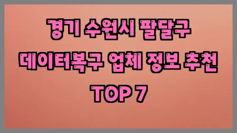 경기 수원시 팔달구 데이터복구 업체 정보 추천 TOP 7