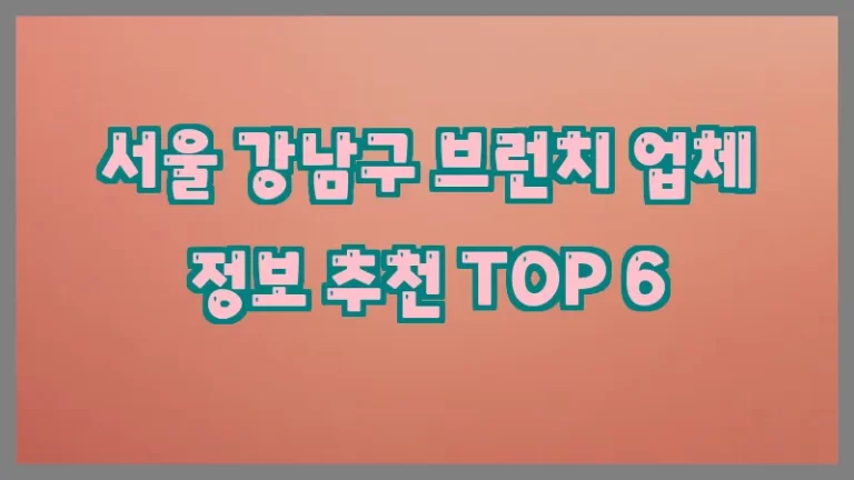 서울 강남구 브런치 업체 정보 추천 TOP 6