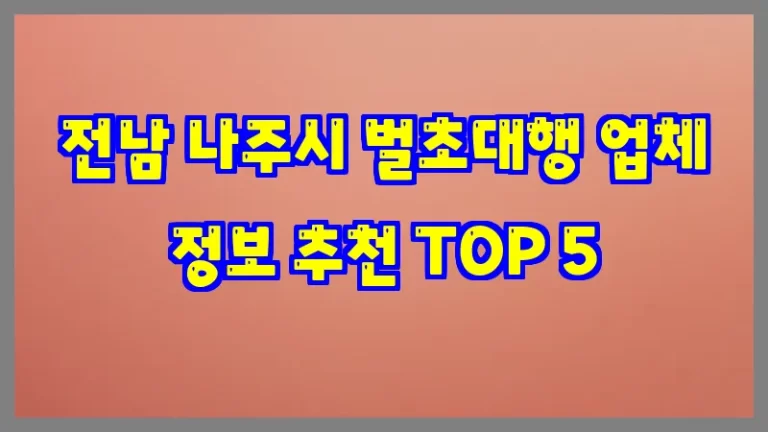 전남 나주시 벌초대행 업체 정보 추천 TOP 5