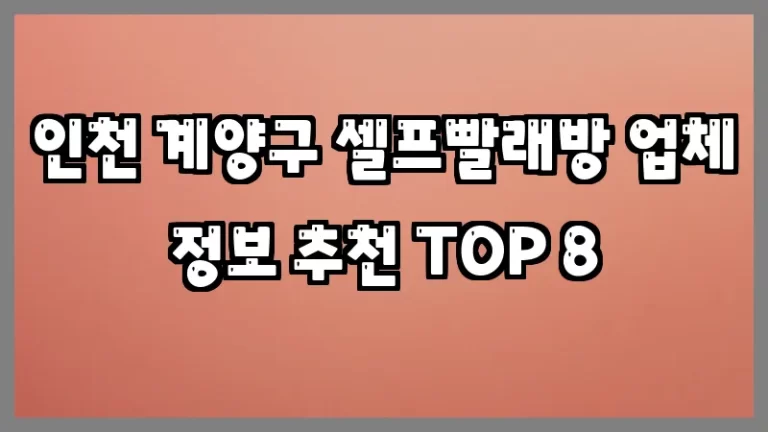인천 계양구 셀프빨래방 업체 정보 추천 TOP 8