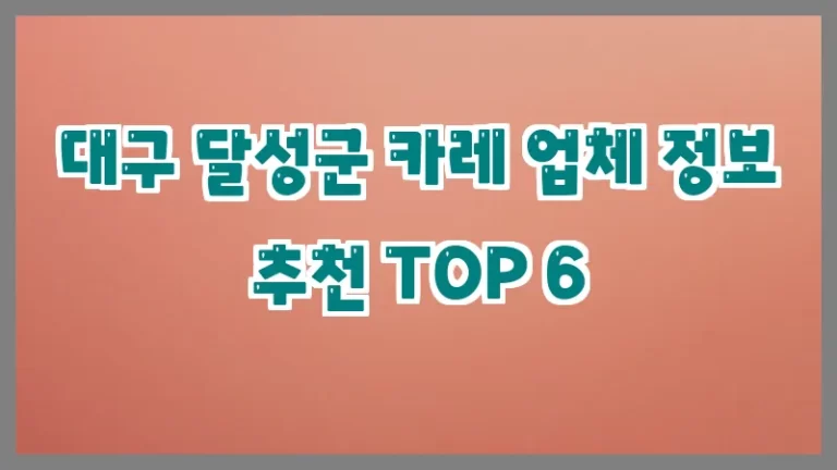 대구 달성군 카레 업체 정보 추천 TOP 6