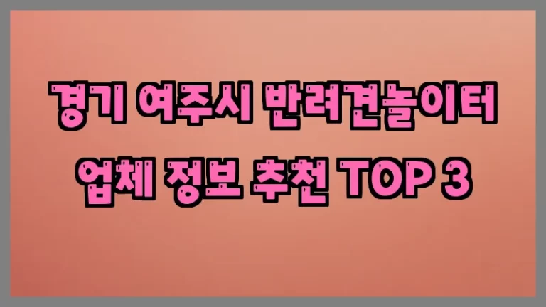 경기 여주시 반려견놀이터 업체 정보 추천 TOP 3