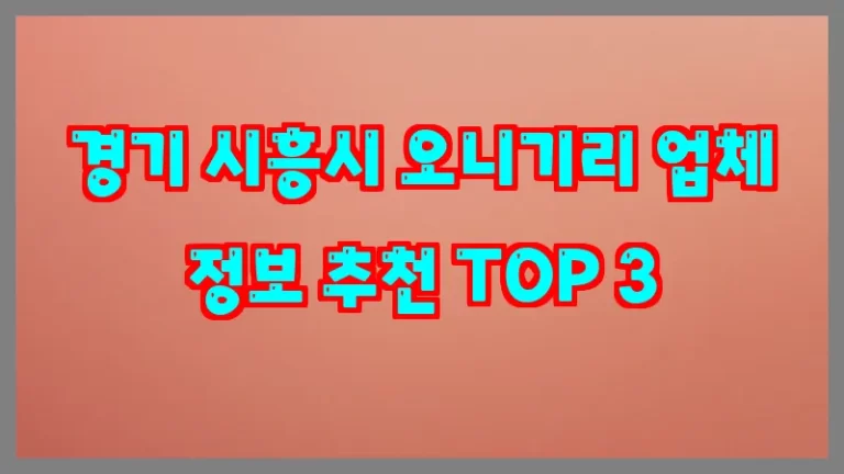 경기 시흥시 오니기리 업체 정보 추천 TOP 3