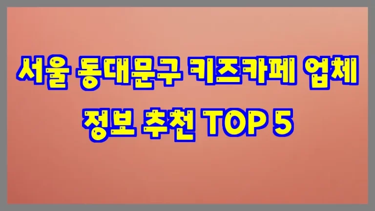 서울 동대문구 키즈카페 업체 정보 추천 TOP 5