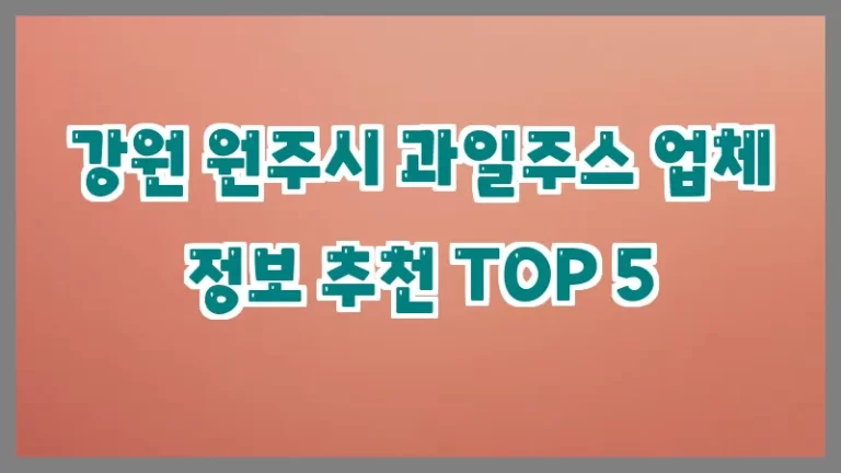 강원 원주시 과일주스 업체 정보 추천 TOP 5