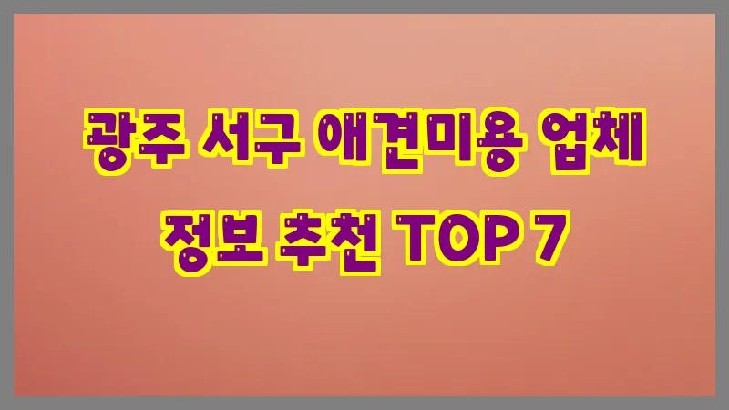 광주 서구 애견미용 업체 정보 추천 TOP 7