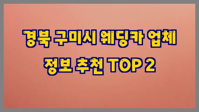 경북 구미시 웨딩카 업체 정보 추천 TOP 2