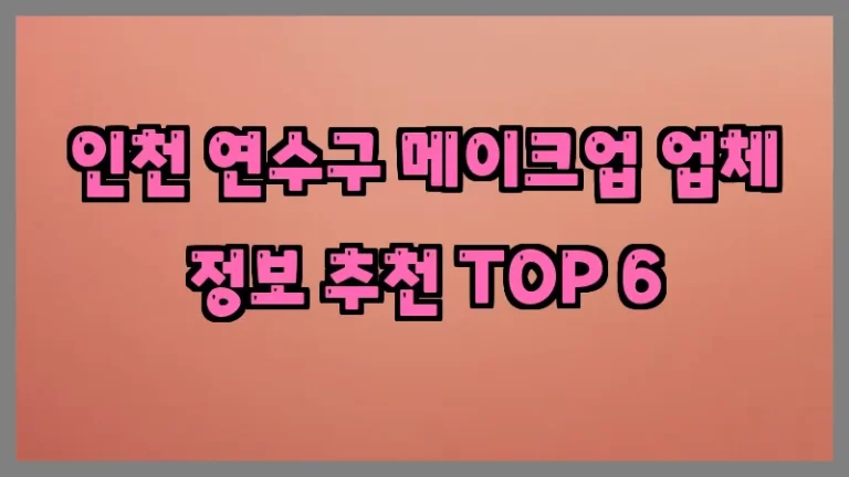 인천 연수구 메이크업 업체 정보 추천 TOP 6