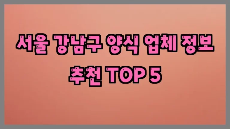 서울 강남구 양식 업체 정보 추천 TOP 5