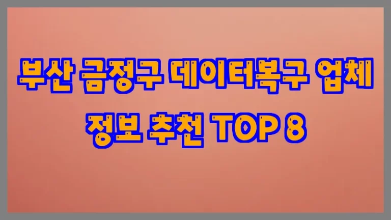 부산 금정구 데이터복구 업체 정보 추천 TOP 8