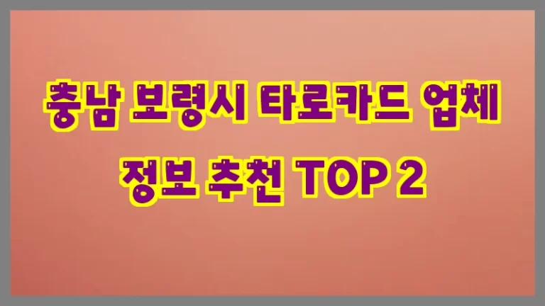 충남 보령시 타로카드 업체 정보 추천 TOP 2
