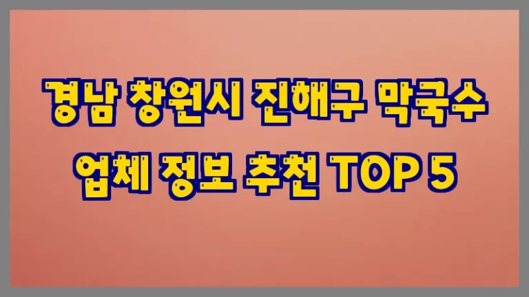 경남 창원시 진해구 막국수 업체 정보 추천 TOP 5