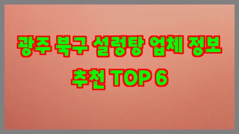 광주 북구 설렁탕 업체 정보 추천 TOP 6