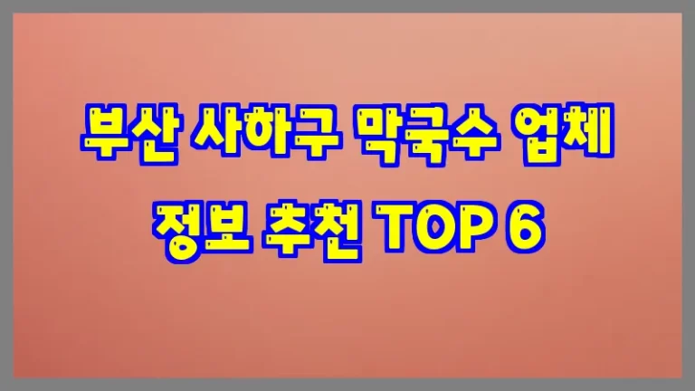 부산 사하구 막국수 업체 정보 추천 TOP 6