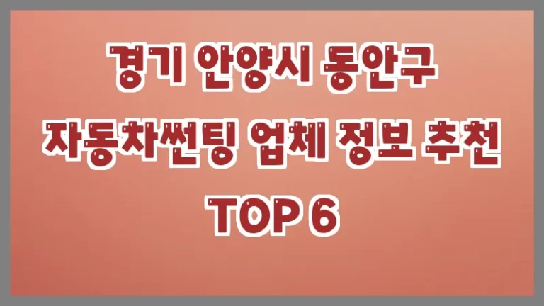경기 안양시 동안구 자동차썬팅 업체 정보 추천 TOP 6