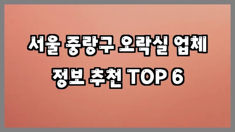 서울 중랑구 오락실 업체 정보 추천 TOP 6