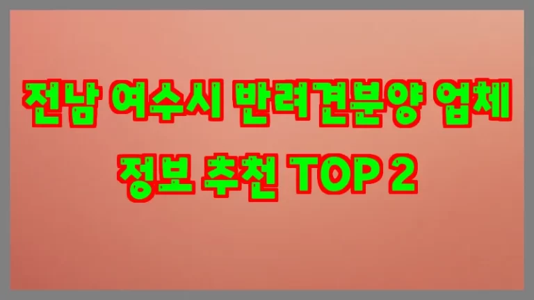 전남 여수시 반려견분양 업체 정보 추천 TOP 2