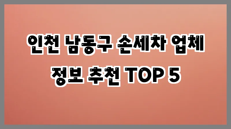 인천 남동구 손세차 업체 정보 추천 TOP 5