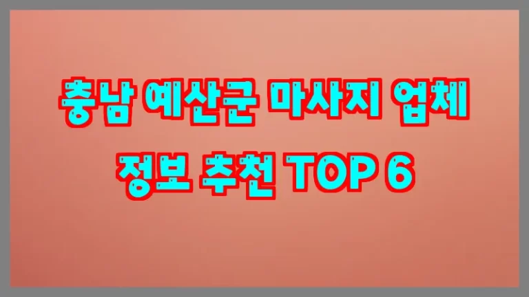 충남 예산군 마사지 업체 정보 추천 TOP 6