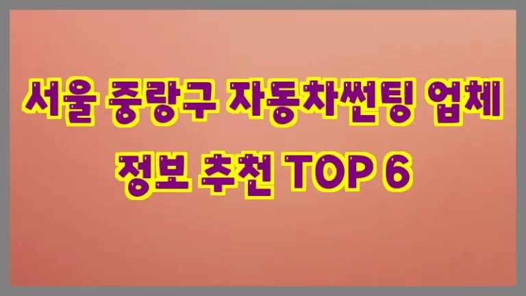 서울 중랑구 자동차썬팅 업체 정보 추천 TOP 6
