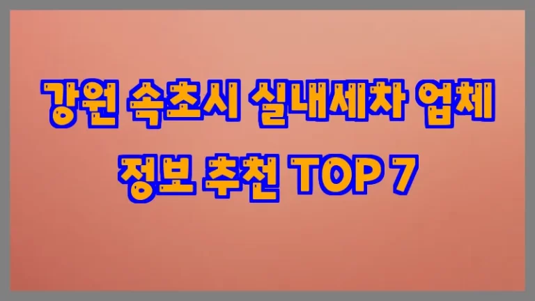 강원 속초시 실내세차 업체 정보 추천 TOP 7