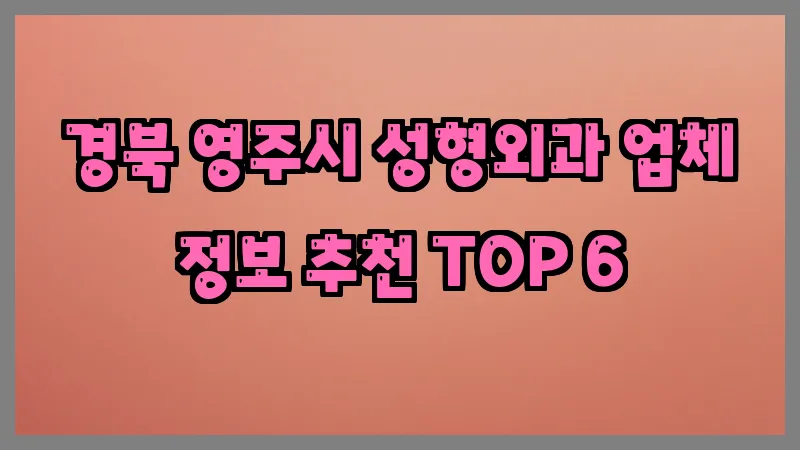 경북 영주시 성형외과 업체 정보 추천 TOP 6
