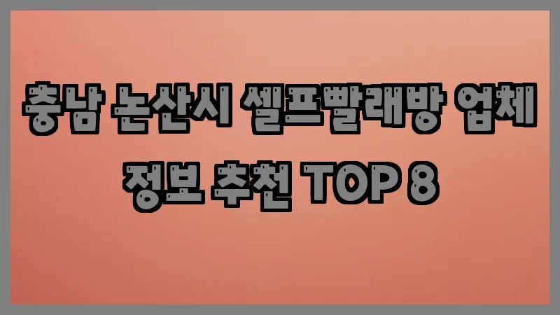 충남 논산시 셀프빨래방 업체 정보 추천 TOP 8
