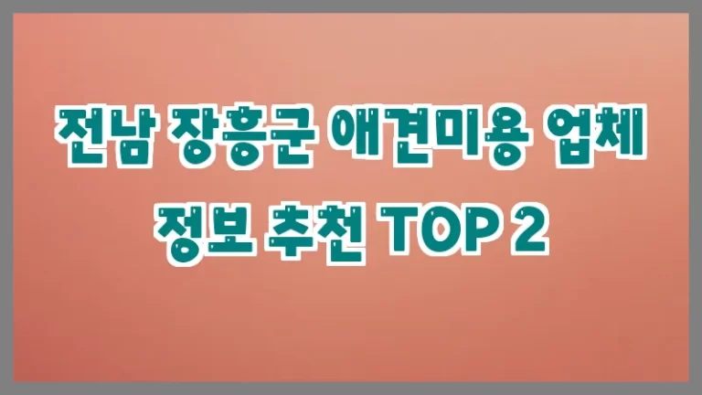 전남 장흥군 애견미용 업체 정보 추천 TOP 2