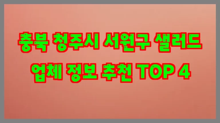 충북 청주시 서원구 샐러드 업체 정보 추천 TOP 4