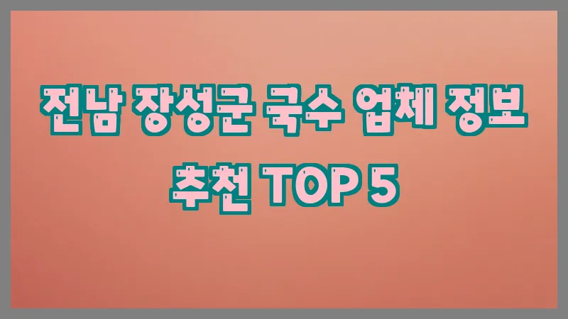 전남 장성군 국수