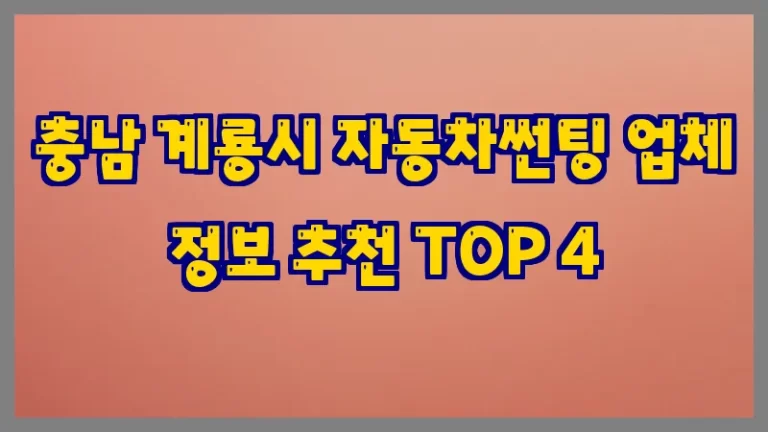 충남 계룡시 자동차썬팅 업체 정보 추천 TOP 4