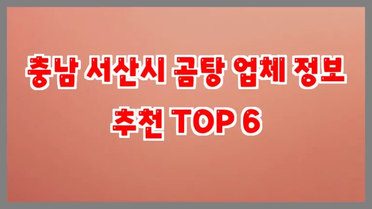 충남 서산시 곰탕 업체 정보 추천 TOP 6