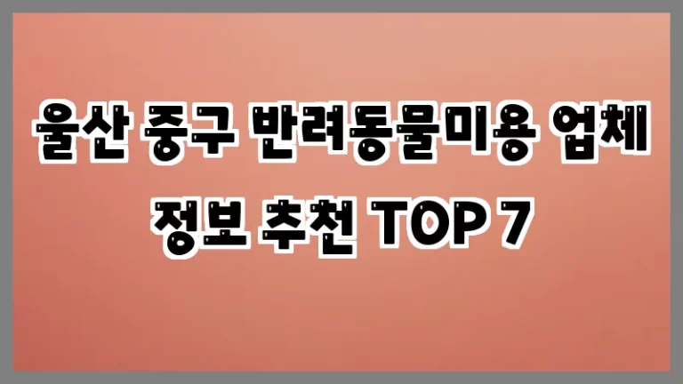 울산 중구 반려동물미용 업체 정보 추천 TOP 7