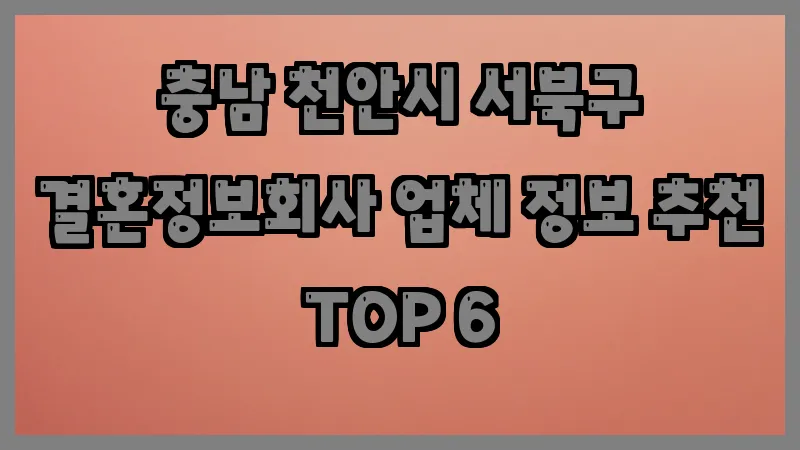 충남 천안시 서북구 결혼정보회사 업체 정보 추천 TOP 6
