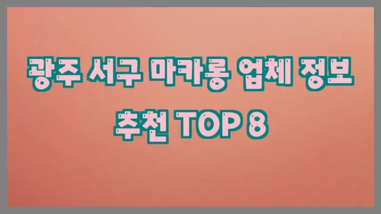광주 서구 마카롱 업체 정보 추천 TOP 8