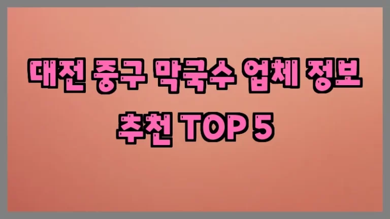 대전 중구 막국수 업체 정보 추천 TOP 5