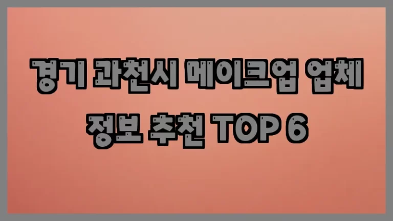 경기 과천시 메이크업 업체 정보 추천 TOP 6
