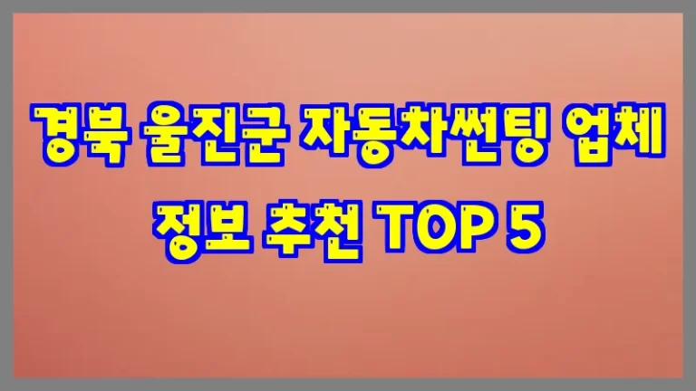 경북 울진군 자동차썬팅 업체 정보 추천 TOP 5