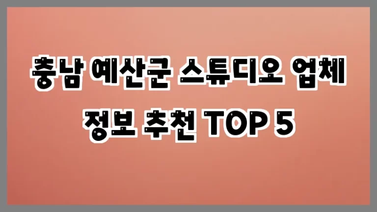 충남 예산군 스튜디오 업체 정보 추천 TOP 5